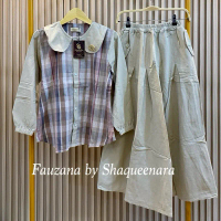 Uni Ara - One Set ( Fauzana Cream ) One set Premium || Setrok Wanita Kekinian