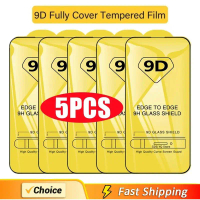 กระจกนิรภัย 9D, 5 ชิ้น, ปกเต็ม, สำหรับ iPhone 11, 12, 13, Pro Max, mini, 7, 8 Plus, 14, 15, Pro, XS 