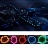 1M/2M/3M/5M Car LED Interior Ambient Strip Lamp EL Wire Cold Light Flexible Neon Tube Rope For Decoration DIY Lamp