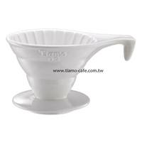 金時代書香咖啡  TIAMO V02長柄陶瓷咖啡濾器組 (白))附濾紙量匙  HG5534W