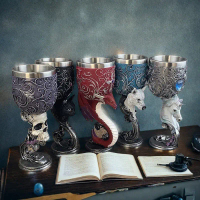 1PCS Retro Retro Goblet 3D ไวน์แดงแก้วสแตนเลสสตีลค็อกเทลแก้วย้อนยุคเครื่องประดับของขวัญส่วนบุคคลสร้า