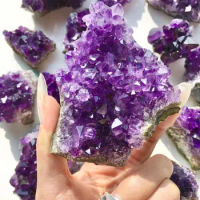 1Pc Natural Uruguay Amethyst Geode Crystal Cluster Deep Purple High Quality Mineral Rock Healing Druzy Specimen Home Decor