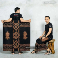 Tavaa- Sarung Batik Exclusive Rayon Super- Motif Terompah series Hitam Navy Hijau Kain Motif Batik M