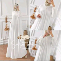 GAMIS SALSA CRINKLE AIRFLOW//GAMIS MAXY DRESS//SALSA DRESS KEKINIAN Polos Putih Hitam Polos Hitam Mu