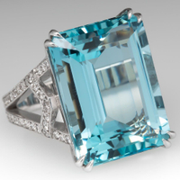 新品熱賣微鑲鑲嵌海藍色托帕石方鉆公主戒指 歐美時尚訂婚指環女