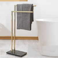 落地毛巾架浴室立式衣物大理石浴巾架晾衣浴缸收納置物架