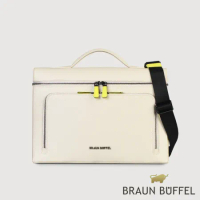 【BRAUN BUFFEL 德國小金牛】台灣總代理 維克多-D 方型公事包-粉筆白/BF512-67-CK