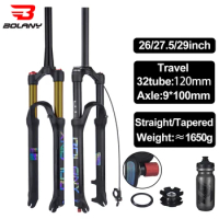 BOLANY Bicycle Air Fork Rebound Adjustment MTB Suspension 26/27.5/29 Straight/Tapered RL/LO Mountain Fork For Bike Quick Release