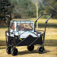 Home Garden Carts Outdoor Camper Pull Goods Trolley Folding Cart with Wheels Portable Shopping Fishing Trolley Camping Wagon