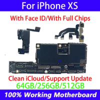 Fully Tested For iphone xs motherboard for iphone xs Motherboard with/NO Face ID Free ICloud 64G 256G Unlocked Main Logic Board