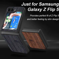 Case for Samsung Galaxy Z Flip 5 Z Flip5 5G funda bamboo wood pattern Leather cover Luxury coque for galaxy z flip 5 case capa
