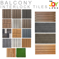 [SG THEJOYLAND] Balcony Floor Decking Tile Outdoor Tiles DIY Wooden Deck Interlock Artificial Grass 