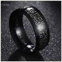 Riza craft Cincin Pria Wanita Hitam Simple Unik Keren Elegan Ukiran Syahadat MuslimTerbaru Kualitas 