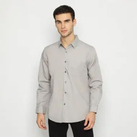Platini Baju Kemeja Polos Basic Pria Panjang Katun CVC Abu 66178 International ​- S