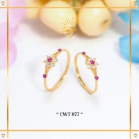 CINCIN EMAS BUNGA PERMATA TERBARU EMAS ASLI KADAR 6K (300), 8K (375) & 16K (700) KODE CWT 877 SUNNIE