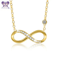 925 Sterling Silver Infinity Pendant Necklace High Quality SONA Stone Female Simple Fine Jewelry Birthday Gift