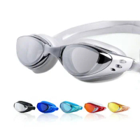 Electroplating Myopia -1～-10 Swimming Glasses Black Ash Waterproof Flat Diving Glasses Goggles Men Women Anti-Fog Arena