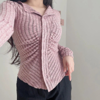 [ JOYFIT ] ATASAN WANITA KOREA STYLE SERUT LONG SLEEVE KEMEJA BASIC STRETCH RAJUT