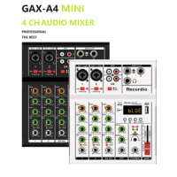 GAX-A4 4 Channel MINI Mixer Audio Professional Digital Mixer Dj Console with USB Portable Audio Mixer for Live Mixing Singing