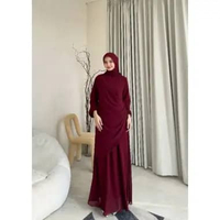 Erina Dress Ceruti Ootd Hijab Simple Seragam Bridesmaid STANDAR DRESS MAROON