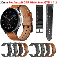 20mm Leather Strap For Huami Amazfit GTR Mini Sport Bracelet For Amazfit Bip 3 Pro/GTS 4 2 Mini 3 2e/GTR 42mm Replacement Bands