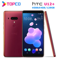HTC U12+ Original Unlocked 4G Android Mobile Phone Octa Core 6.0" Dual Front Cameras 6GB RAM 64GB/128GB ROM Fingerprint NFC