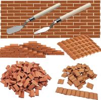 Woohome 422 PCS Red Roof Tiles Red Wall Bricks Set DIY Materials ature Brick Scale Model Bricks An