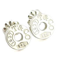 【Tiffany&Co. 蒂芙尼】925純銀-1837刻字系列圈形針式耳環
