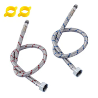 G1/2 G3/8 G9/16 1 Pair Stainless Steel Flexible Plumbing Pipes Cold Hot Mixer Faucet Water Supply Pipe Hoses Bathroom Part 50cm