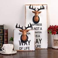 美式動物鹿頭壁飾墻上面工藝品服裝店壁掛咖啡店鋪掛飾客廳裝飾品1入