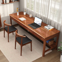 電腦桌 辦公桌 實木雙人書桌長條桌家用臥室學習辦公桌工作臺簡易寫字電腦桌