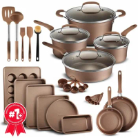 Cookware Set – 23 Piece –Gold Multi-Sized Cooking Pots With Lids Cast Iron Cookware Pan Sets Free Shipping Electric Saucepan Bar
