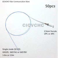 50pcs 2.5mm Ferrule-APC or UPC polishing-0.5m to 1m-SM-G652D-G657A2-G657B3 -bare fiber