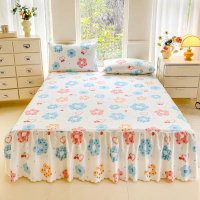【New Arrival】1pc Lace bedspread Bed Sheet Flower Printed INS Style Cotton Cadar Single/Queen/King Fi