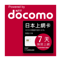 【citimobi】DOCOMO日本上網卡 - 7天吃到飽(不降速)