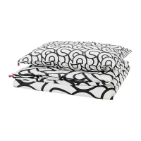 SÖTRÖNN 被套附一個枕頭套, 白色/黑色/具圖案, 150x200/50x80 公分