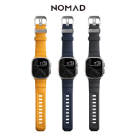 美國NOMAD Apple Watch專用硬悍FKM橡膠錶帶-銀扣 49/46/45/44mm