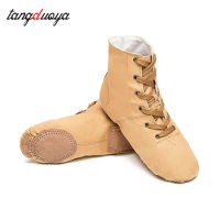 Jazz dance shoes female high-top teacher shoes soft soles male yoga performance canvas dance shoes national style jazz boots Kid