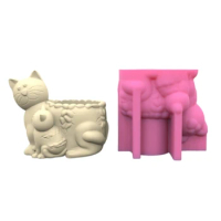 Flower Pots Cement Silicone Mold Cat Succulent Planter Molds Resin Mold Jewelry