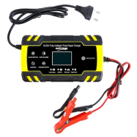 Car Battery Charger 12/24V 8A Touch Screen Pulse Repair LCD Battery Charger For Car Motorcycle Lead Acid Battery Agm Gel Wet