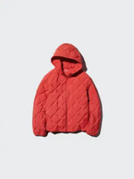 UNIQLO PUFFTECH Jaket Parka Winter Hoodie Puffer Jacket Wanita red L