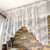 White Butterfly Lace Short Kitchen Curtain Triangle Curtain Lace Curtain Decorative Door Curtain Room Divider