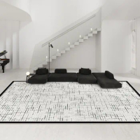 Chanel Style Black and White Waterproof Circle Carpet for Bedroom and Living Room