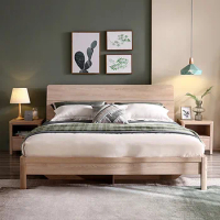 126201 Bedroom Furniture Solid Wood Frame Modern King Size Panel double Bed