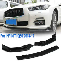 Front Bumper Lip Spoiler for Infiniti Q50 2014-2017 Black Carbon Bumper Diffuser Splitter Protector Car Modification Body Kit