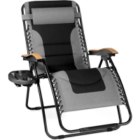 Lounge Chair, Foldable, 30 "wide Seat Anti Gravity, with Cup Holder, Supports 400 Pounds (gray), Lounge Chair