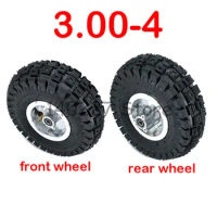 3.00-4 Inner Tube Outer Tire 3.00-4 Wheel Tyre with Alloy Hub Rim for Electric Scooter Rear Wheel,Trolley, Warehouse Truck Parts