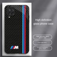 For Samsung Galaxy A12 Stylish Glass Phone Case, Shockproof & Shatter-Resistant Protective Cover
