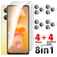 8 in 1 Clear Tempered Glass For Infinix Hot 40 Pro 4G Screen Protector In Finix Hot40 40i Hot40Pro 4