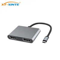 4 in 1 Usb Hub USB C to HDMI-compatible Splitter Type-c to Dual HDMI-compatible USB 3.0 Docking Station For MacBook PC Laptop